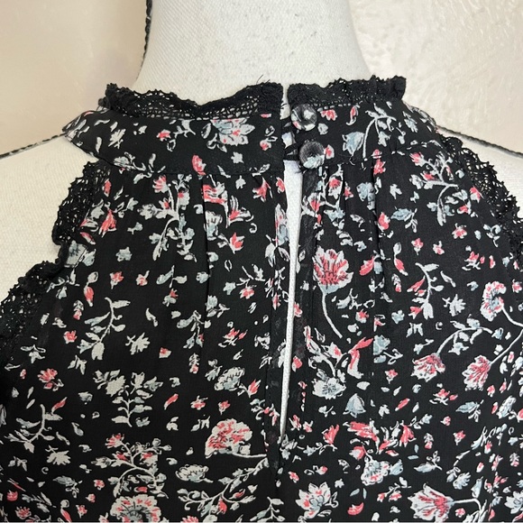 Maeve Anthropologie Black Floral Chiffon Sleeveless Blouse Womens Size Medium - Picture 7 of 10